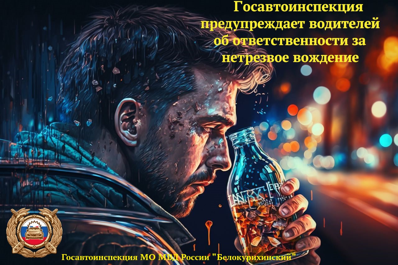 Госавтоинспекция предупреждает водителей об ответственности за нетрезвое вождение.