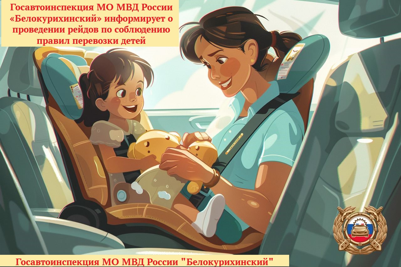Госавтоинспекция МО МВД России «Белокурихинский» информирует о проведении рейдов по соблюдению правил перевозки детей.