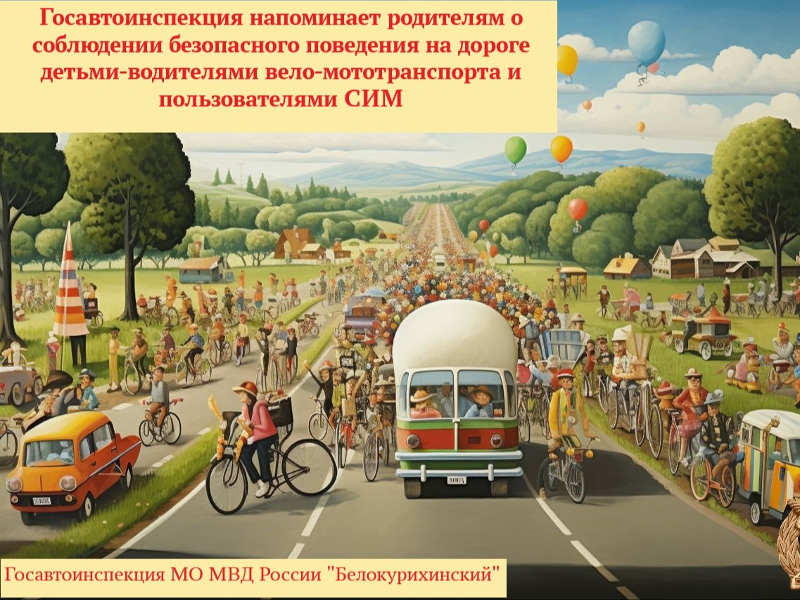 Госавтоинспекция напоминает родителям о безопасном поведении на дороге детей-водителей вело-мототранспорта и пользователей СИМ.